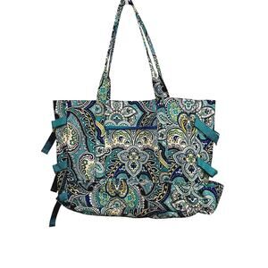 Laura Ashley Peacock Seaside Tote Aqua Turquoise Blue Floral Coastal Picnic Boho